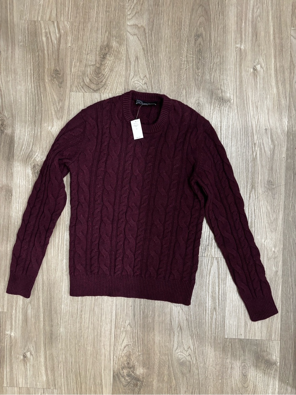 GAP Men's Cable Knit Crewneck Sweater - Burgundy Size S